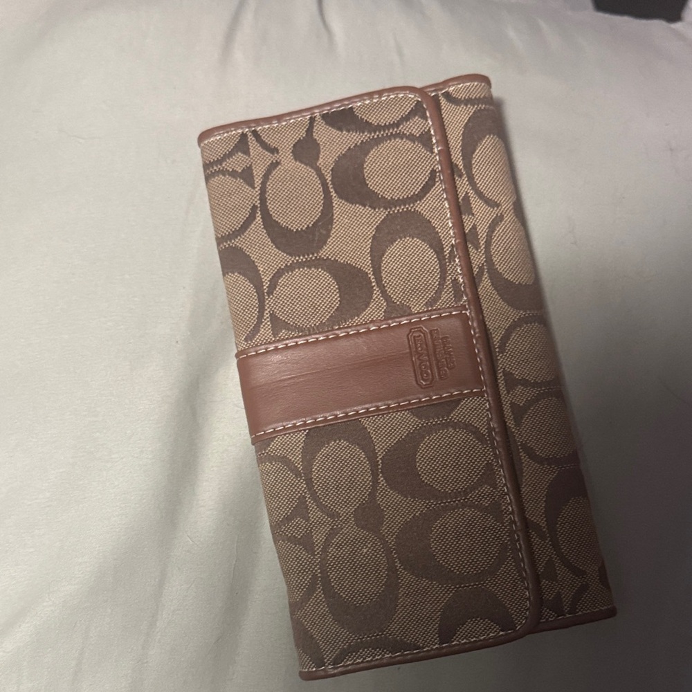 Coach Signature Brown and Tan Wallet